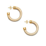 BRANCH JEWELLERY Small White wood Hoop Earrings with Gold Plated Metal