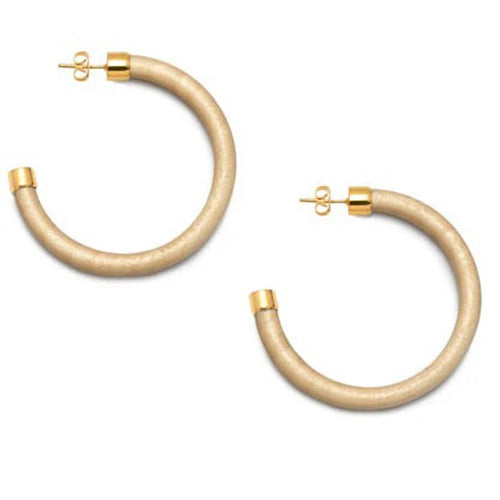 BRANCH JEWELLERY White wood Hoop Earrings with Gold Plated Metal