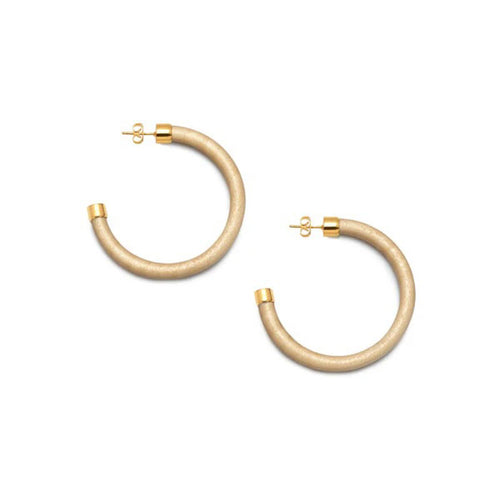 BRANCH JEWELLERY White wood Hoop Earrings with Gold Plated Metal