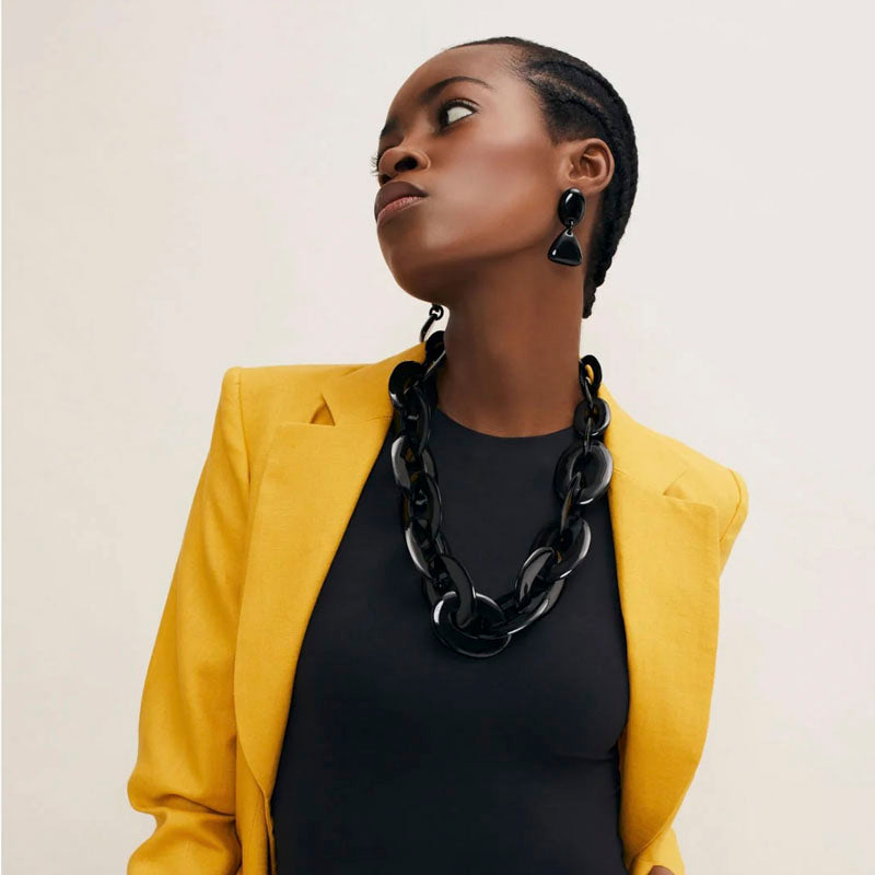 BRANCH JEWELLERY Triangular Horn Drop Earrings in Black