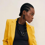 BRANCH JEWELLERY Triangular Horn Drop Earrings in Black