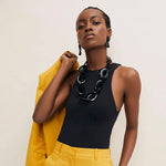 BRANCH JEWELLERY Triangular Horn Drop Earrings in Black