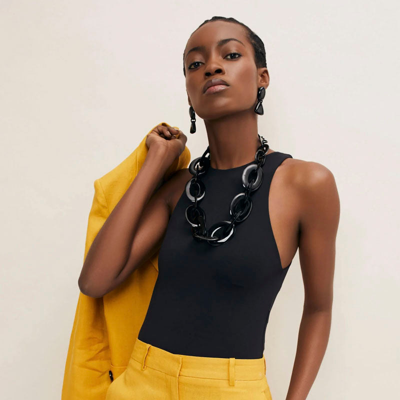 BRANCH JEWELLERY Triangular Horn Drop Earrings in Black