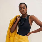 BRANCH JEWELLERY Triangular Horn Drop Earrings in Black