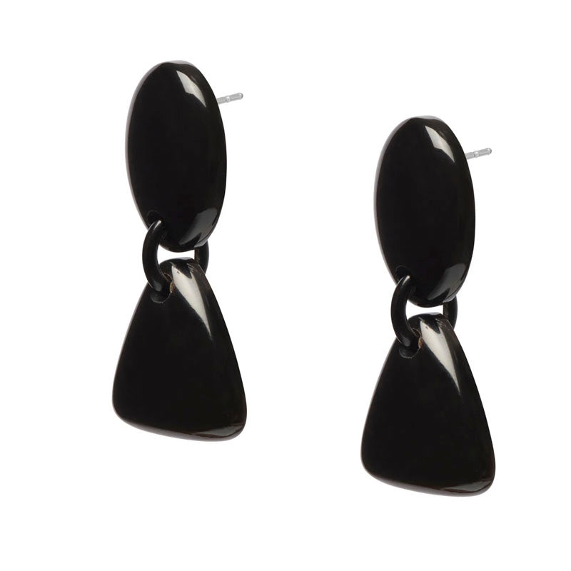 BRANCH JEWELLERY Triangular Horn Drop Earrings in Black