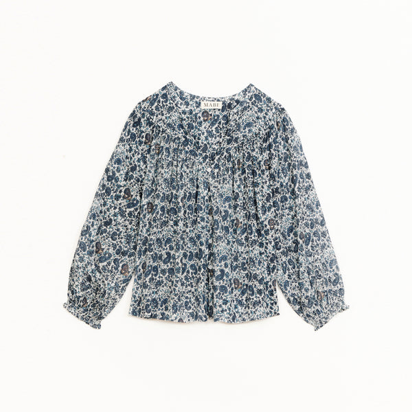 M.A.B.E Esti Print Longsleeve Top in Blue