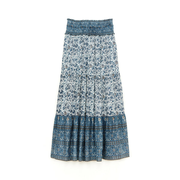 M.A.B.E Esti Print Maxi Skirt in Blue