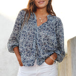 M.A.B.E Esti Print Longsleeve Top in Blue