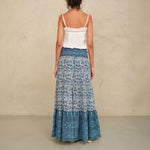 M.A.B.E Esti Print Maxi Skirt in Blue