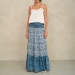 M.A.B.E Esti Print Maxi Skirt in Blue