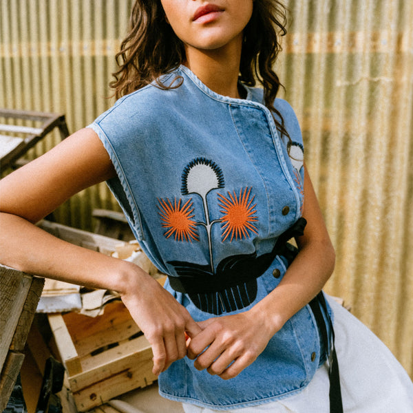 TINSELS Etzio On Blue Gilet in Foam