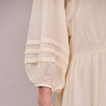 FAUNE Eva Cotton Georgette Dress in Buttermilk