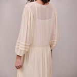 FAUNE Eva Cotton Georgette Dress in Buttermilk