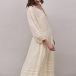 FAUNE Eva Cotton Georgette Dress in Buttermilk