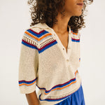 TINSELS Eylin Knitted Cotton Polo Shirt in Ecru