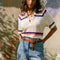TINSELS Eylin Knitted Cotton Polo Shirt in Ecru