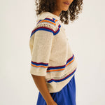 TINSELS Eylin Knitted Cotton Polo Shirt in Ecru