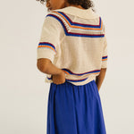 TINSELS Eylin Knitted Cotton Polo Shirt in Ecru