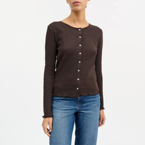 SKALL Edie Cardigan in Dark Brown