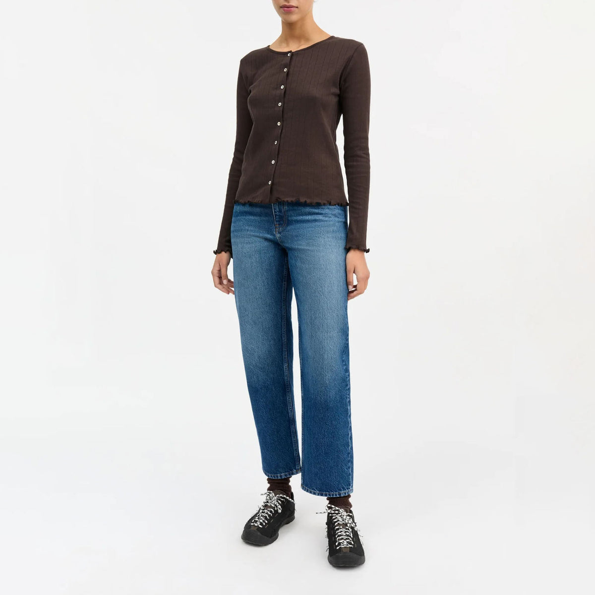 SKALL Edie Cardigan in Dark Brown