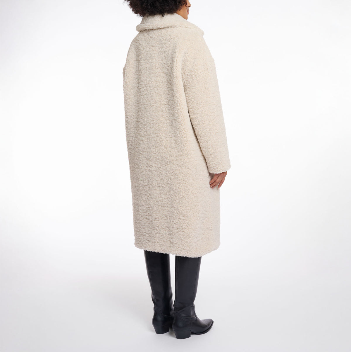 RINO & PELLE Elicia Teddy Double Breasted Coat in Birch
