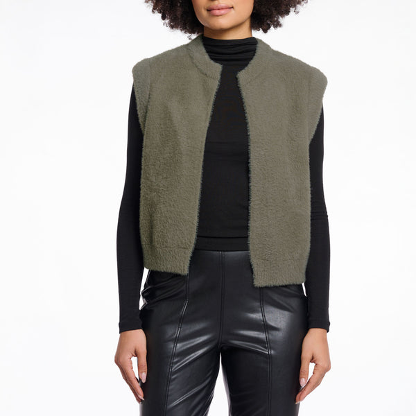 RINO & PELLE Elona Short Waistcoat in Green Ash