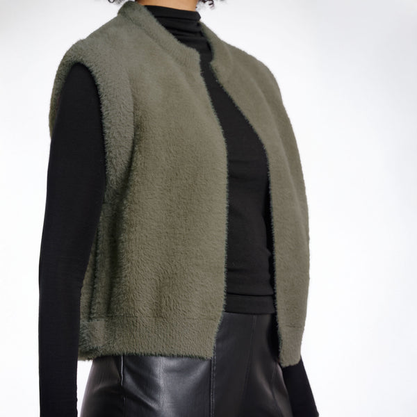 RINO & PELLE Elona Short Waistcoat in Green Ash