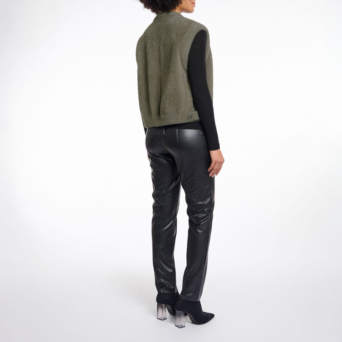 RINO & PELLE Elona Short Waistcoat in Green Ash