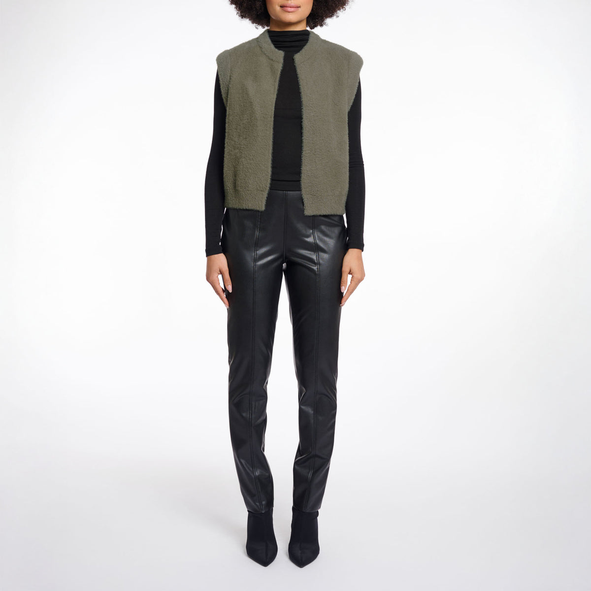 RINO & PELLE Elona Short Waistcoat in Green Ash