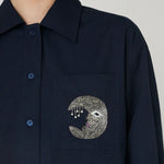 STELLA NOVA Embellished Moon Shirt  in Navy