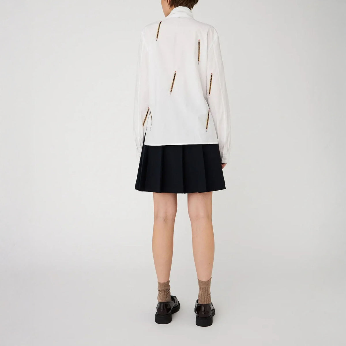 STELLA NOVA Embroidered Bow Shirt in White