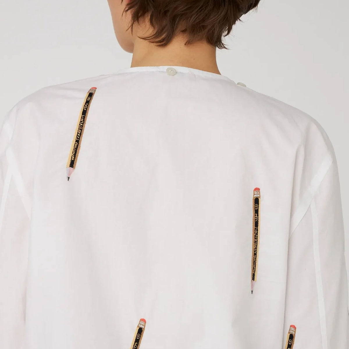 STELLA NOVA Embroidered Bow Shirt in White