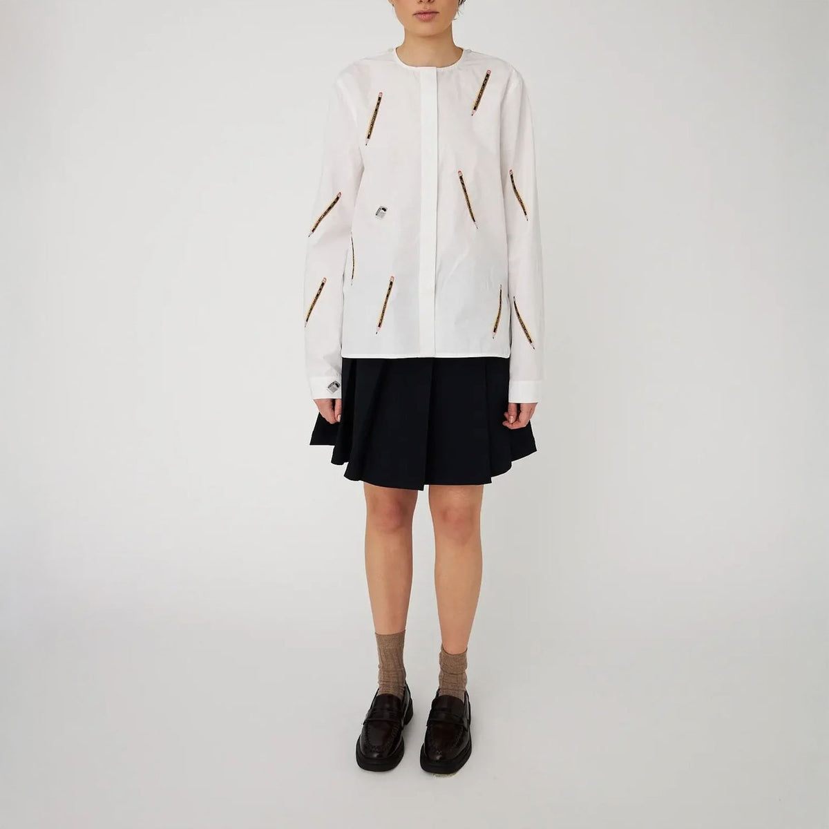 STELLA NOVA Embroidered Bow Shirt in White