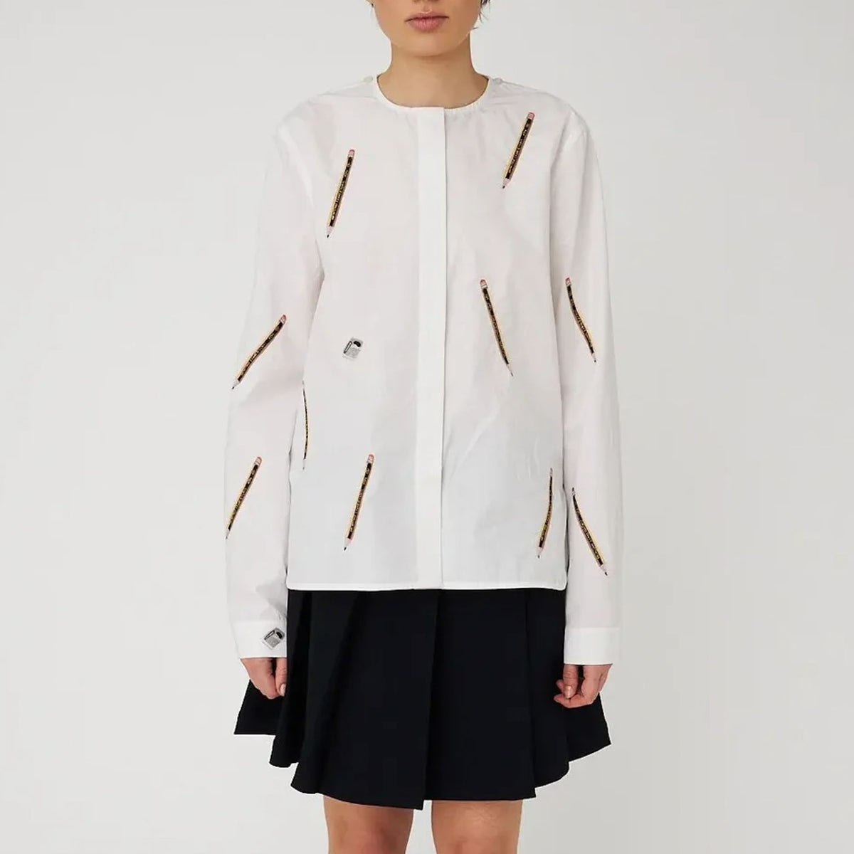 STELLA NOVA Embroidered Bow Shirt in White