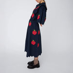 STELLA NOVA Embroidered Midi Dress in Navy
