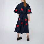 STELLA NOVA Embroidered Midi Dress in Navy