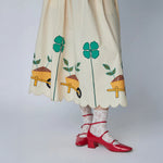 STELLA NOVA Embroidered Midi Skirt with Scallops in Ivory