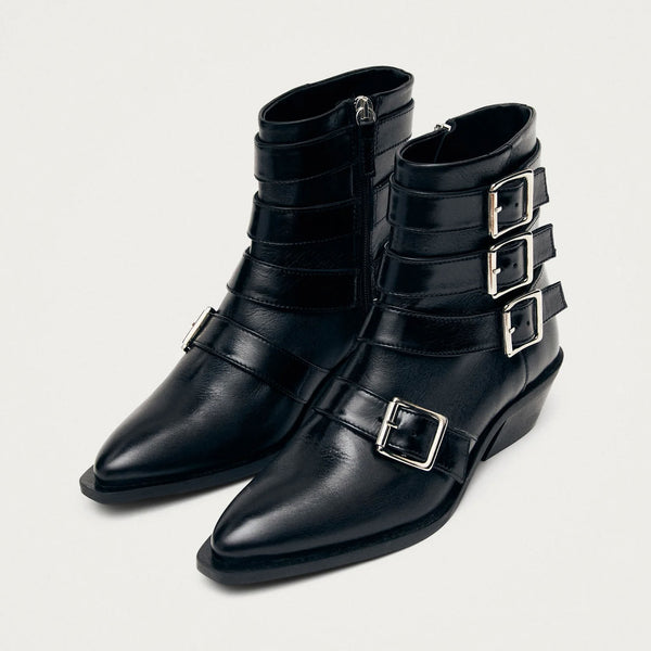 ALOHAS Eras Leather Ankle Boots in Black