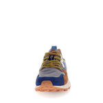 FLOWER MOUNTAIN Yamano 3 Mens Suede/Nylon Trainers in Brown/Petrol/Light Blue