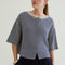 FLOOR 3/4 Sleeve Striped Cardigan in Coconut/Marine