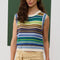 FLOOR Multicoloured Striped Knitted Tank in Atlantic