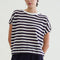 FLOOR Short Sleeve Striped Top in Coconut/Navy
