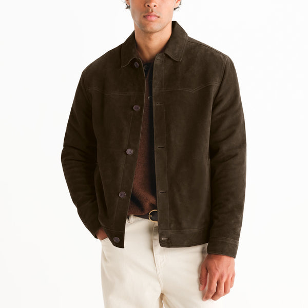 WAX LONDON Fen Suede Jacket in Brown