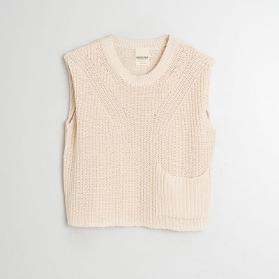INDI & COLD English Rib Knit Vest in Ecru