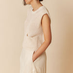 INDI & COLD English Rib Knit Vest in Ecru