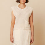 INDI & COLD English Rib Knit Vest in Ecru