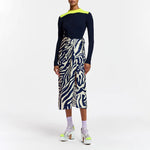 ESSENTIEL ANTWERP Flavia Zebra Print Wrap Skirt in Navy/Off White