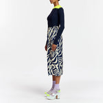 ESSENTIEL ANTWERP Flavia Zebra Print Wrap Skirt in Navy/Off White