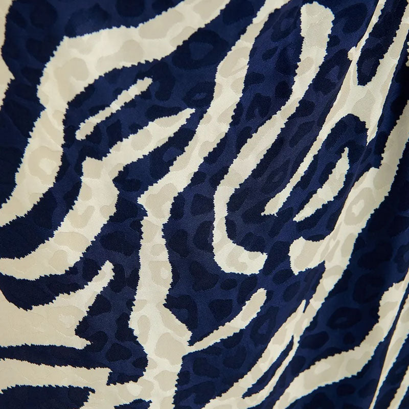 ESSENTIEL ANTWERP Flavia Zebra Print Wrap Skirt in Navy/Off White