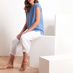 Up & Away Linen Pant in White